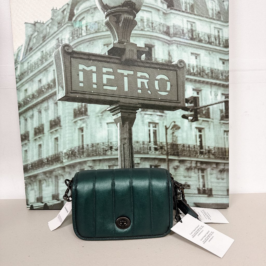 Coach C6622 Dinky 18 With Quilted Metallic Crossbody In Green